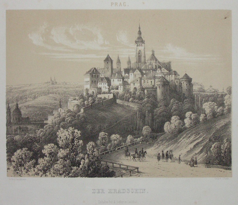 Lithograph - Prag. Der Hradschin